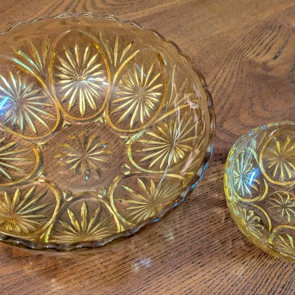 Vintage Amber Glass Nesting Bowls - Picture 2 of 4